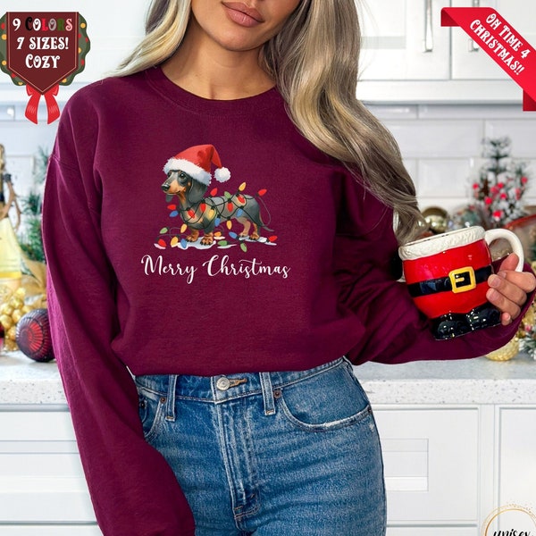 DACHSHUND CHRISTMAS SWEATER for doxie lovers, wiener dog owner, perfect christmas gift for sausage dog owner doxie gift sweatshirt christmas