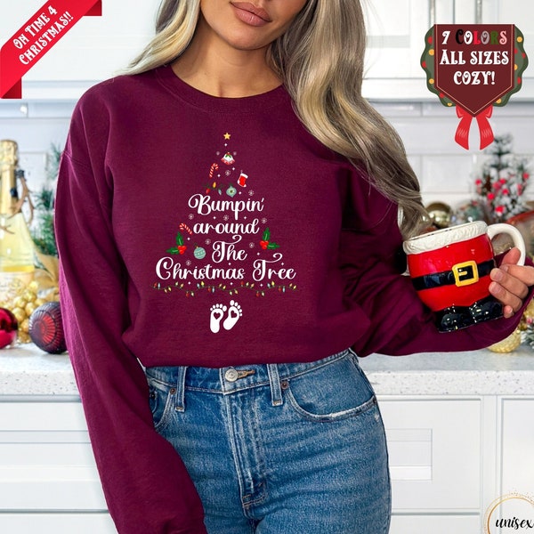 CHRISTMAS MATERNITY Sweater, Pregnancy Christmas Sweater, Christmas Sweatshirt, Baby reveal sweater, pregnancy reveal, baby announce