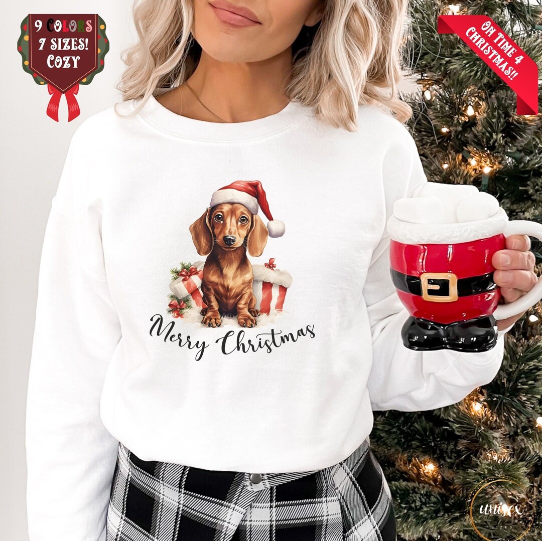 DACHSHUND CHRISTMAS SWEATER for Doxie Lovers, Wiener Dog Owners
