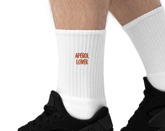 APEROL LOVER BRODÉ Chaussettes pour amant d’Aperol, cadeau parfait pour un ami aimant d’Aperol, cadeau italien, cadeau pour les chaussettes cadeaux d’amant d’Italie Italie