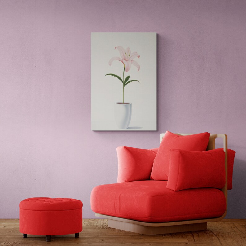 Finely textured artist-grade canvas showcasing vibrant lily drawing