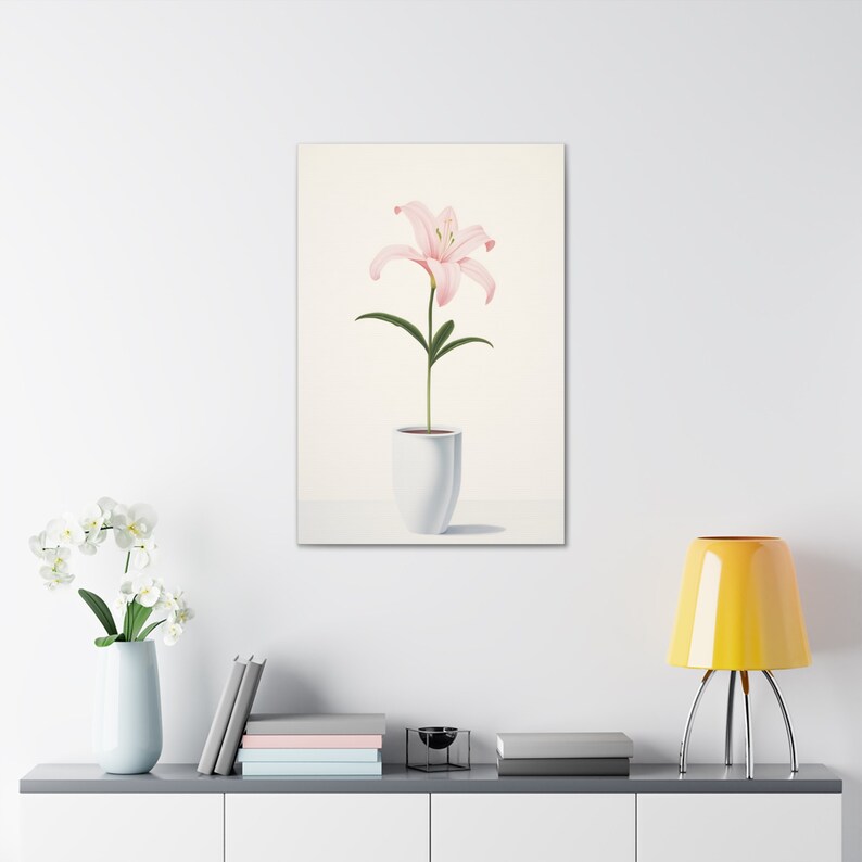 Colored pencil artwork of pink lily for elegant home decor