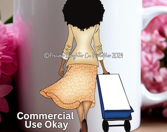 JW Preaching Cart Clipart, Sisters Illustration (Digital Download)