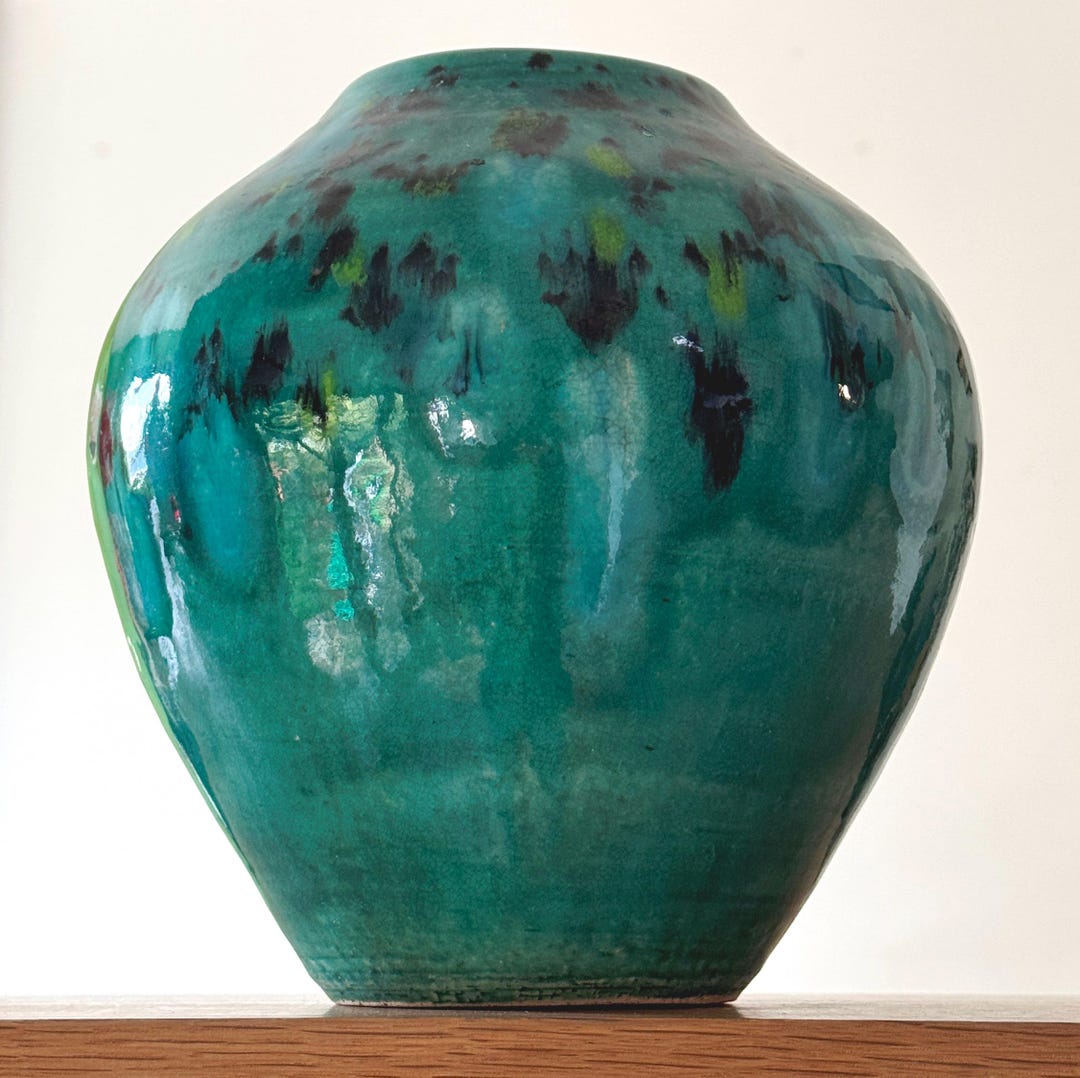 Studio Art Pottery Green Vase - Etsy UK