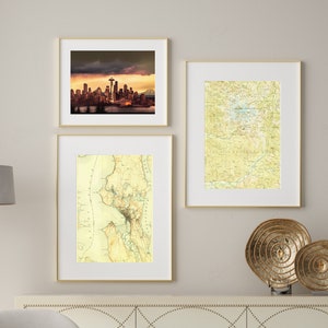 Washington, US Bundesstaat Landschaft Bündel, Vintage Maps, Eclectic Gallery Printables, Rahmen TV-Dekor, Meterware, Meterware