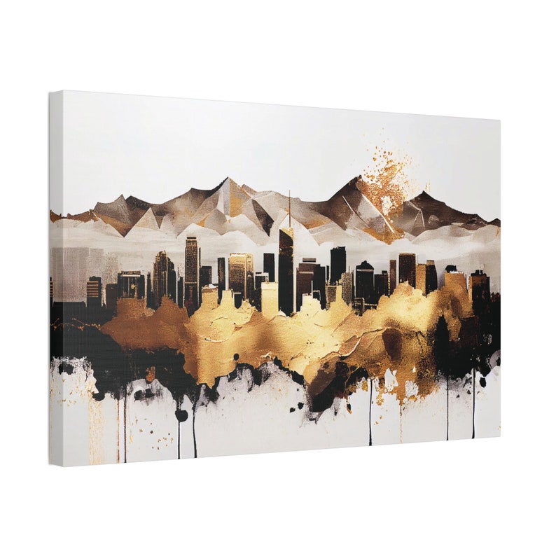 Denver Colorado Canvas Wall Art Cityscape Skyline Horizontal Etsy