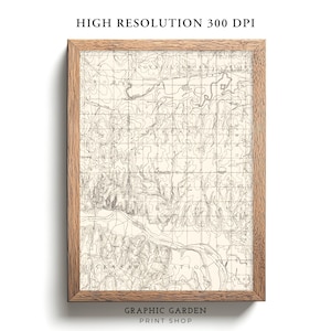 Oklahoma City Vintage Karte druckbare, geologische Höhe rustikale Wandkunst, historische OH-Plakatdruck, antike gedämpfte Erdtöne, 1893