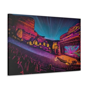 Red Rocks Park & Amphitheatre Canvas Wall Art, Morrison Colorado Horizontal Print, Abstract Landscape, Music Stage, Concert Home Decor