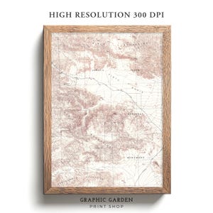 Joshua Tree National Park Vintage Karte druckbare, Höhe Wandkunst, historische Kalifornien Plakat-Druck, antike gedämpfte Erdtöne, 1944