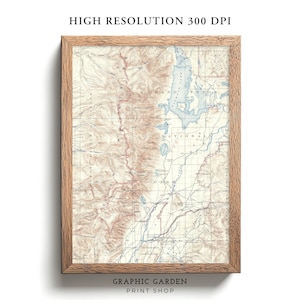 Grand Teton National Park Vintage Map Printable, Mountain Elevation Wall Art, Historical Wyoming Poster Print, Antique Muted Earth Tone 1899