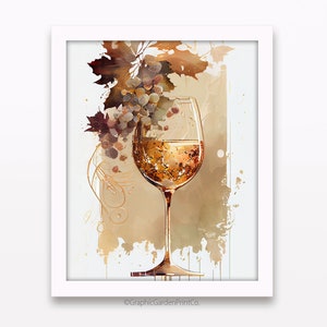 Rosé Wall Art, Vino Glass Vertical Printable, White Zinfandel Instant Download, Pinot Noir Contemporary Decor, Vineyard Grapes, Pink Wine