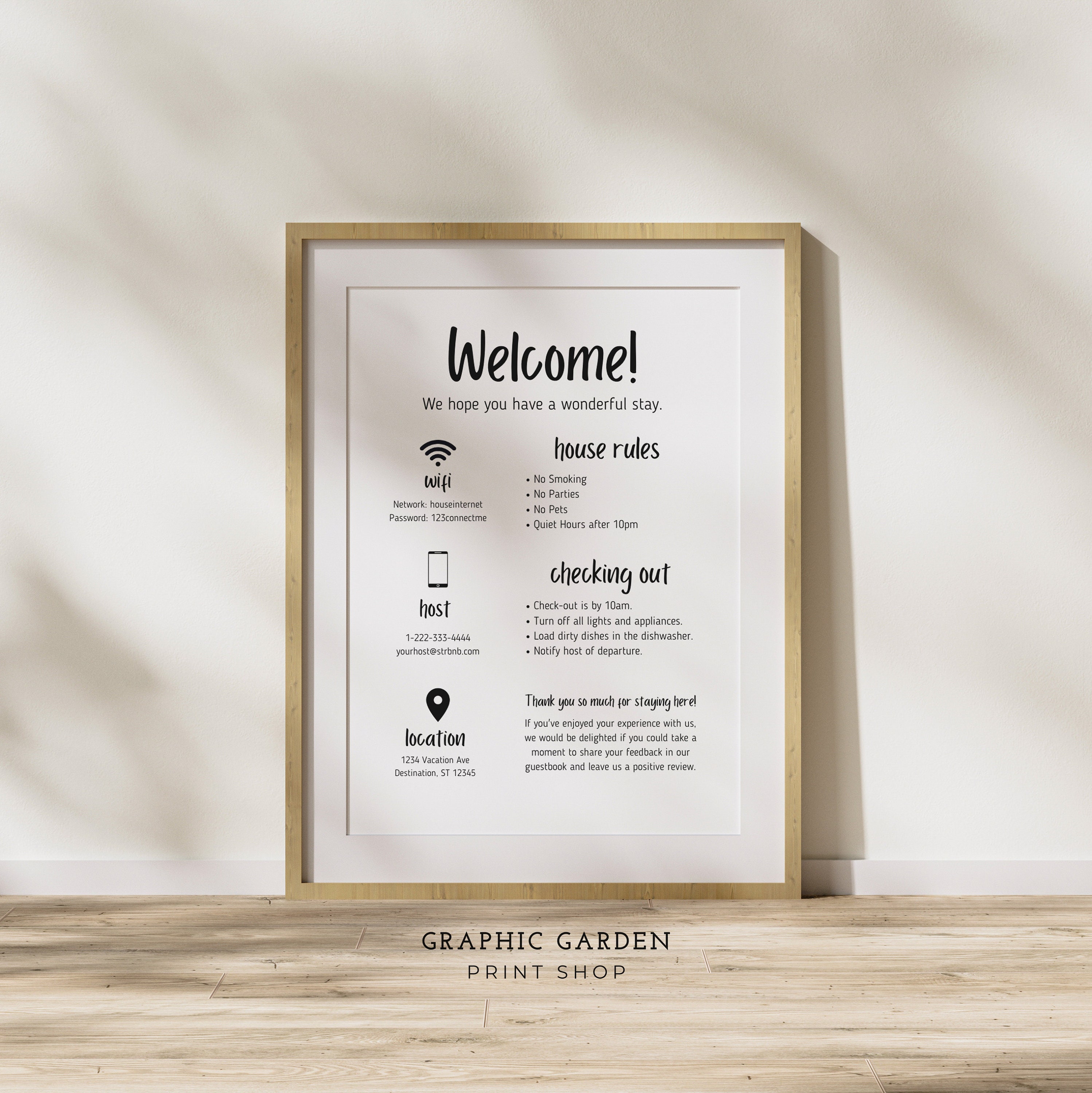 Welcome Sign for Short Term Rental Hosts, Editable Airbnb Template ...