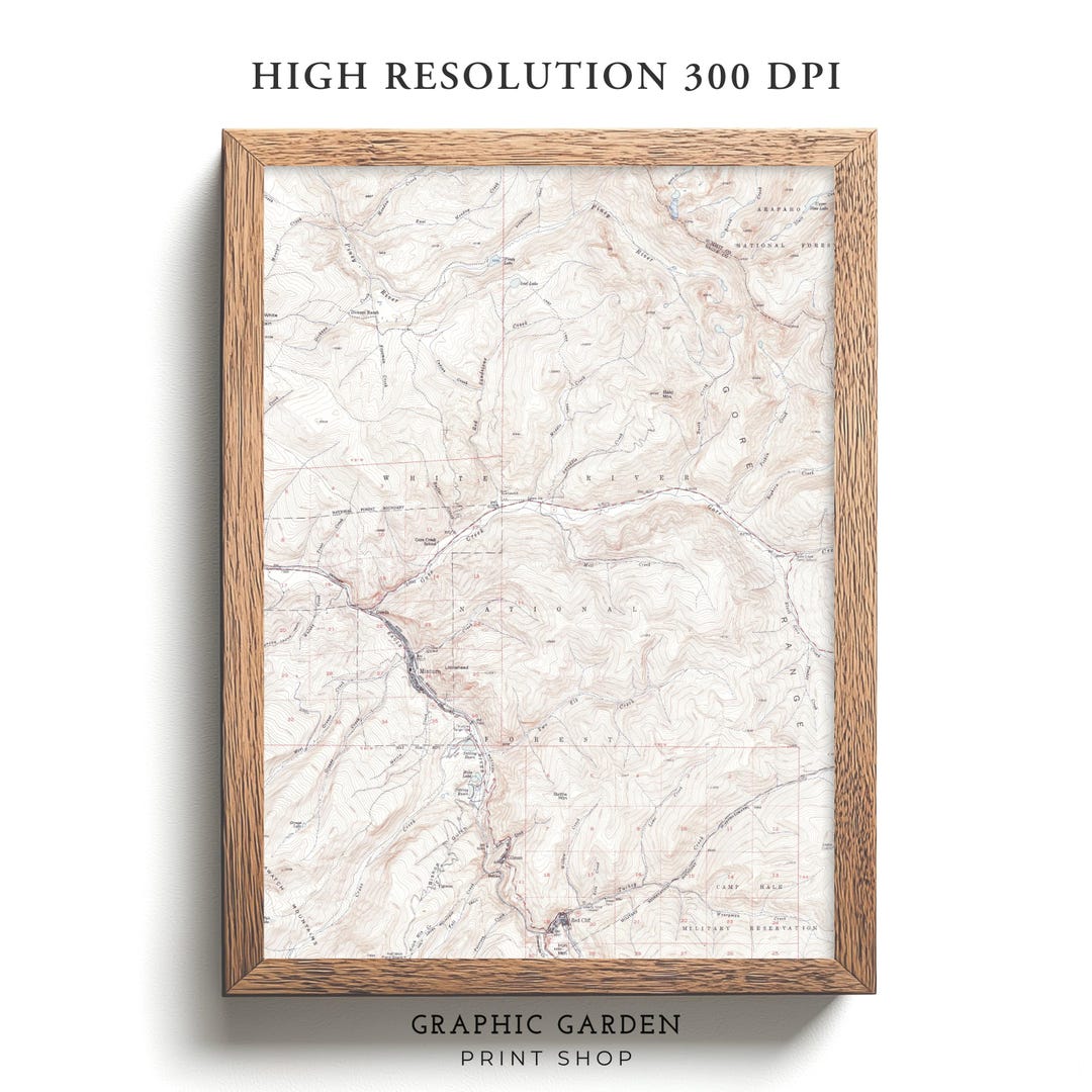 Vail Vintage Map Printable, Geological Mountain Elevation Wall Art ...