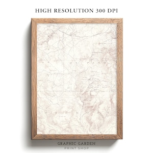 Pikes Peak Vintage Karte druckbare, geologische Berghöhe Wandkunst, historische Colorado Poster Druck, antiker gedämpfter Erdton, 1894