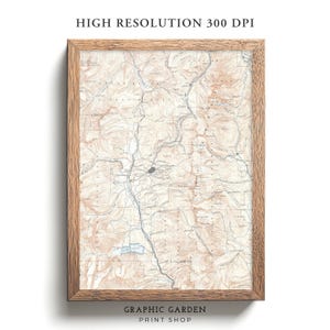 Breckenridge Vintage Karte Druckbare, Geologische Berghöhe Wandkunst, Historisches Colorado Poster Druck, Antiker Erdton, 1889