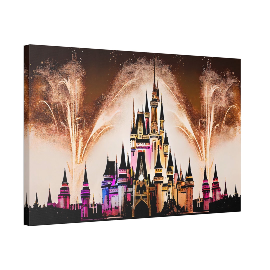Magical Castle Canvas Wall Art, Magic Kingdom Horizontal Print, Modern