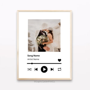 Paar Song bearbeitbare Wandkunst, anpassbarer spezieller Musikdruck, jetzt spielende Bildschirmvorlage, Geschenk für Jubiläum, Hochzeitsgeschenk verlobt