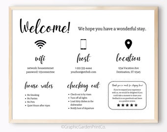 Welcome Sign for Short Term Rental Hosts, Editable Airbnb Template ...