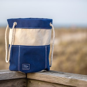 Handmade Small Canvas Nautical Tote with Rope Handle