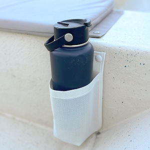 Boat Cup Holder Screw Snap Mount | Marine Mesh Drink Holder for 20oz–40oz Bottles | Handmade USA | Easy Install