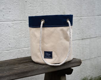 Handmade Small Canvas Rope Handle Basket