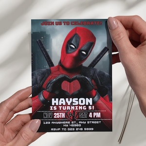 Modelo editável de convite de aniversário de super-herói, convite digital de super-herói dos Vingadores, cartão de convite de super-herói para download instantâneo