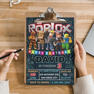 Roblox Birthday Invitation | Roblox Invitation | Roblox Game Party | Kids Roblox Invite | Printable Editable Template Canva Instant Download