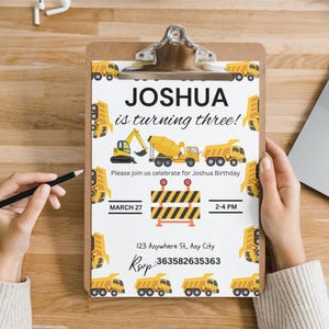 Transportation Birthday Invitation, Truck and Cars Birthday, Truck Birthday Invitation, Train, Cars Birthday Invite, Digital Download