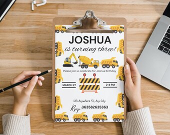 Truck & Cars Birthday Invitation: Editable Transportation Theme (Digital Download)