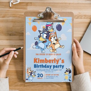 Editable Bluey Birthday Invitation Template | Blue Dog Editable Birthday Invitation | Bluey Birthday Invitation | Instant Download Template