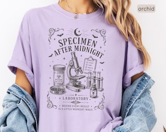 Spooky Science Shirt Comfort Colors Tee Halloween Lab Shirt Gothic Scientist Shirt Oddities Lover Gift Vintage Microscope Witchy Science Tee