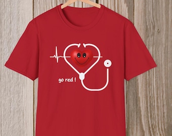 Go Red Heart Health Nurse Shirt, Heart Month Awareness Tee, Wear Red Day T-shirt, Healthcare Nurse Gift