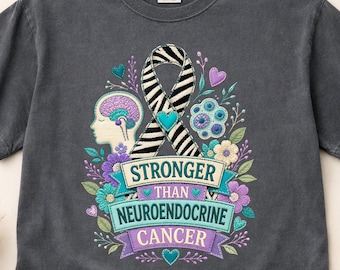 Neuroendocrine Cancer Shirt, Faux Patchwork Cancer Survivor Zebra Ribbon Support Tee, Comfort Colors Cancer Warrior Gift, Cancer Awareness
