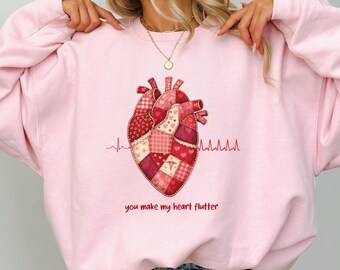 Heart Month Sweatshirt Nurse Valentine Shirt Go Red Day Crewneck