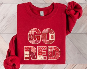 Go Red Day Sweatshirt, Heart Month Awareness Shirt, Women’s Heart Health Crewneck, Go Red Support Sweatshirt for Nurses & Healthcare Teams