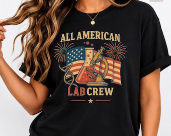 Lab Scientist Shirt Patriotic Healthcare Worker Apparel Medical Technician Tee Cotton Crew Neck Unisex Professional Hospital Employee
