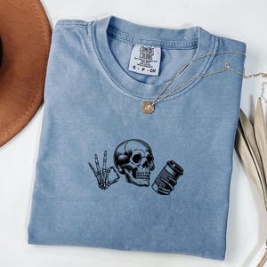 Gothic Coffee Shirt Funny Tshirt Coffee Graphic Tee Skull Caffeine Addict Java Enthusiast Gift Her Coffee Lover Gift Birthday Present Women