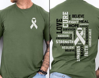 Lung Cancer Awareness Shirt for Men and Women – Empowering White Ribbon Tee for Fighters, Survivors & Supporters, Hope Cure Heal Design