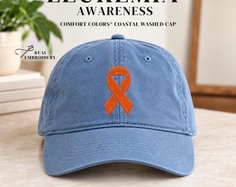 Leukemia Awareness Hat Orange Ribbon Embroidered Cap Cancer Gift Survivor Support Fighter Custom Baseball Cap Awareness Walk Family Support