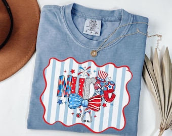 Patriotic Nurse Shirt, Comfort Colors 4th of July Nurse Shirt, Coquette Bow Nurse Tee, Cute Nurse Gift, USA Nurse, Memorial & Labor Day Top