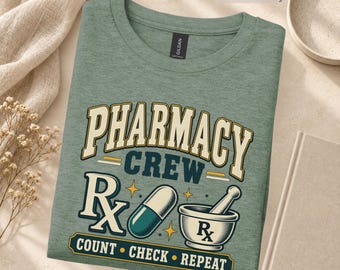 Pharmacy Crew Shirt Week Gift Pharmacist Appreciation Tech Tee Unisex Staff Apparel Retro Druggist Design Hospital Team Wear Professional