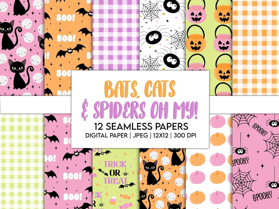 Halloween Digital Seamless Paper Cute Halloween Hand Drawn - Etsy