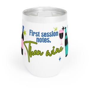 Vaso ABA 'Notas de la primera sesión, luego vino' - azul y verde