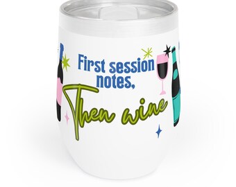 ABA 'First session notes, Then wine' Tumbler - blue and green
