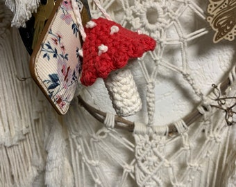 Crochet Toadstool Mushroom Chapstick holder/keychain