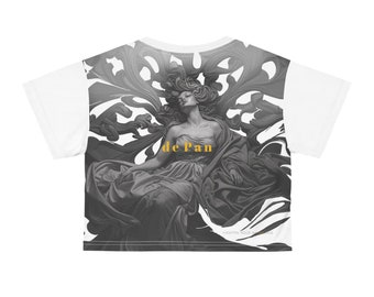 Materre de Pan - Crop Tee (AOP) T-Shirt for Fashionable, Comfortable, Versatile Apparel, Unique, Trendy, Modern Artwork