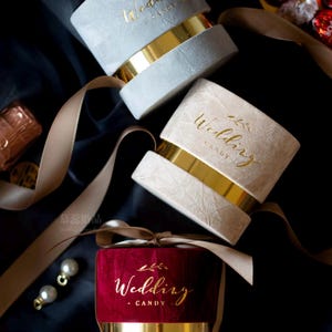 10 cajas de azúcar con detalles dorados, personalizadas para bodas, con diseño de bolso, mensaje "Amor para siempre", "Agradecimiento" o "Regalo de cumpleaños".