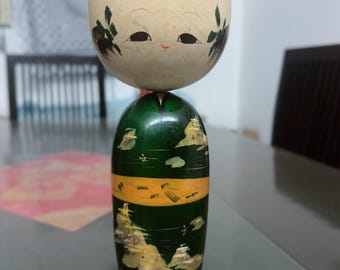 Muneyama Kuwayama 桑山 - Rare Large Vintage Kokeshi Doll Japanese Kimono Wooden Figurine
