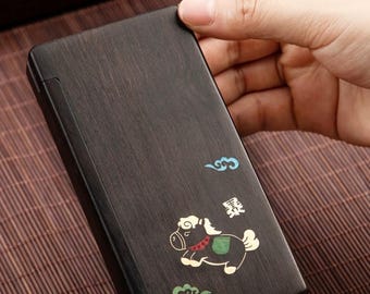 Handmade Portable Wooden Incense Box Year of the Horse Aromatherapy & Home Decor Gift