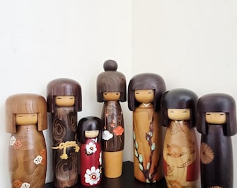 A variety of Large Vintage Rare Kokeshi All by Usaburo 卯三郎 Japanese Wooden Collectible Doll Minimalistic Figurine Interior Gift